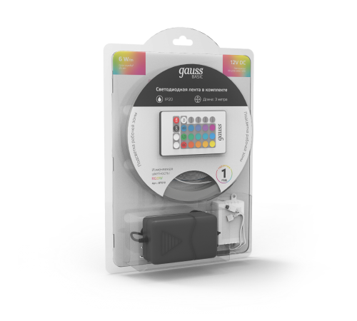 Лента светодиодная Basic в комплекте LED 5050/30RGB+30W 12V 6W/m 390lm/m RGBW 10mm IP20 3m 1/50  BT010  Gauss