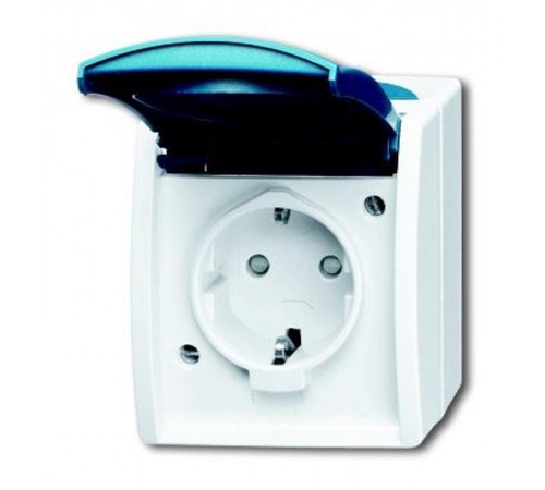 Розетка SCHUKO 16А 250В IP44 для открытого монтажа, с полем для надписи, серия ocean, цвет серый/сине-зелёный  2083-0-0848   2CKA002083A0848  ABB