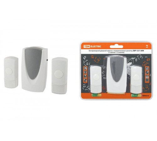 Звонок ЗБР-12/1-36М (беспр., роз., 2 кнопки)   SQ1901-0011  TDM