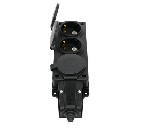 Колодка 3 гнезда 2К+З каучуковая 16А/250В IP44 Чёрная MultiSet  MST4103BK  SE