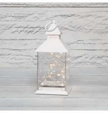 Декоративный фонарь с росой, белый корпус, размер 10,7х10,7х23,5 см, цвет теплый белый  513-050  NEON-NIGHT