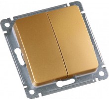 ВС10-4621-07 Выключатель скрытой установки, двухклавишный, двухполюсной, зл.  ВС10-4621-07  HEGEL