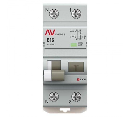Выключатель автоматический дифференциального тока DVA-6 1P+N 16А (B) 10мА (A) 6кА  AVERES rcbo6-1pn-16B-10-a-av EKF