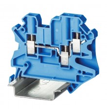 Клемма проходная, винтовой зажим, 3 точки подключения, 4 кв.мм, синяя  TUR-4-TWIN-BU  DKC