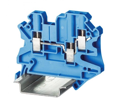 Клемма проходная, винтовой зажим, 3 точки подключения, 4 кв.мм, синяя  TUR-4-TWIN-BU  DKC