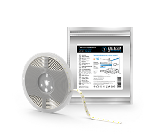 Лента светодиодная Elementary 2835/120-SMD 9.6W 12V DC холодный белый IP20 (ZIP Bag 5м)  355000310  Gauss