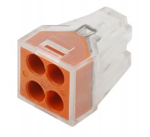 Строительно-монтажная клемма СМК NO-222-27 модель 104, 4 отверстия, 1.0-2.5мм2 (уп.4шт.)  Б0033375  ЭРА