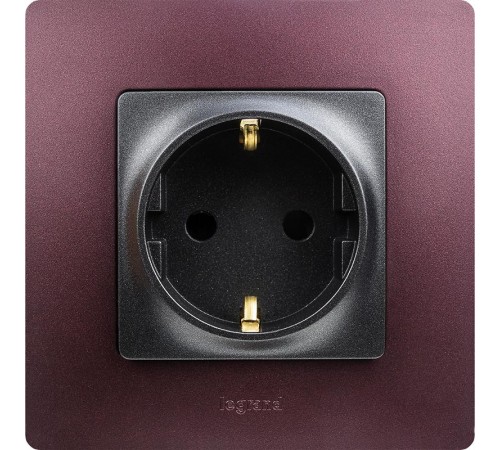 Etika Антрацит Розетка с заземлением со шторками, винтовые клеммы, 16А, 250 В  672622  Legrand