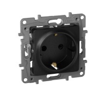 Etika Антрацит Розетка с заземлением со шторками, винтовые клеммы, 16А, 250 В  672622  Legrand