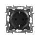 Etika Антрацит Розетка с заземлением со шторками, винтовые клеммы, 16А, 250 В  672622  Legrand