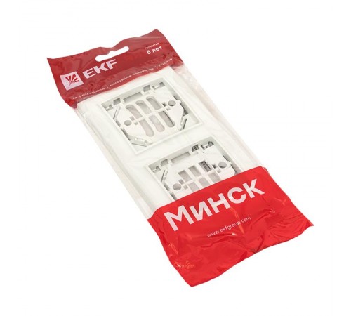 Минск Рамка 2-местная вертикальная белая EKF Basic  ERM-G-312-10  EKF