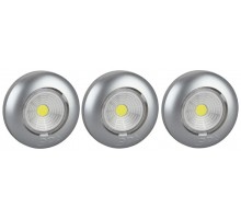 Светильник пушлайт (подсветка)  1хLED (COB) 3xAAA SB-504 Аврора серебристый (3 шт. в коробке)  Б0031043  ЭРА