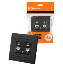 Розетка компьютерная двойная RJ45 черная "Сенеж"  SQ1816-0323  TDM
