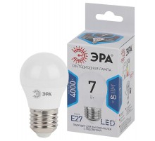Лампа светодиодная LED 7Вт Е27 220В 4000К smd P45 шар  Б0020554  ЭРА