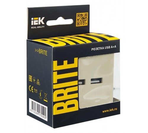 BRITE Розетка USB A+A 3,1А РЮ10-1-БрКр бежевый  BR-U21-D31-K10  IEK