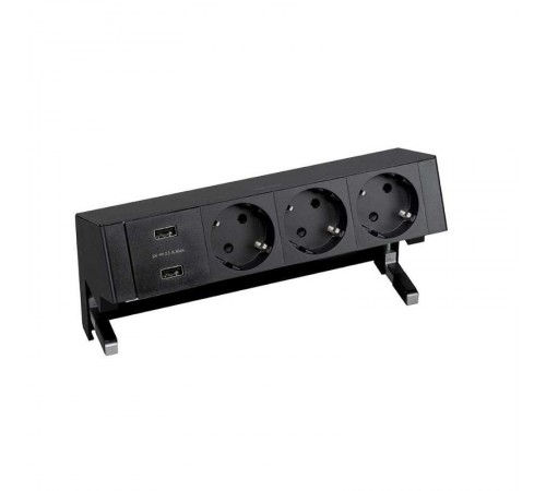 Настольный x4 розеточный блок, 3x2P+E, 2xUSB з/у, черный, S400  42423000-138  Simon