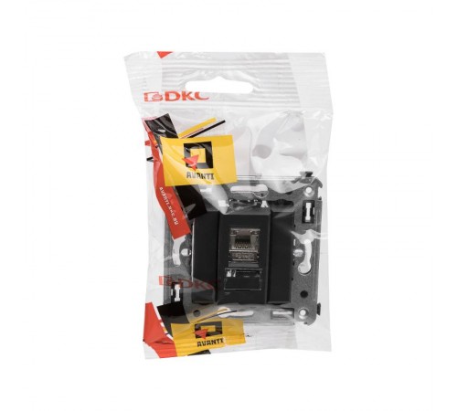 Компьютерная розетка RJ-45 в стену, кат.5e одинарнаяэкранированная,"Avanti", "Черный матовый"  4412363  DKC