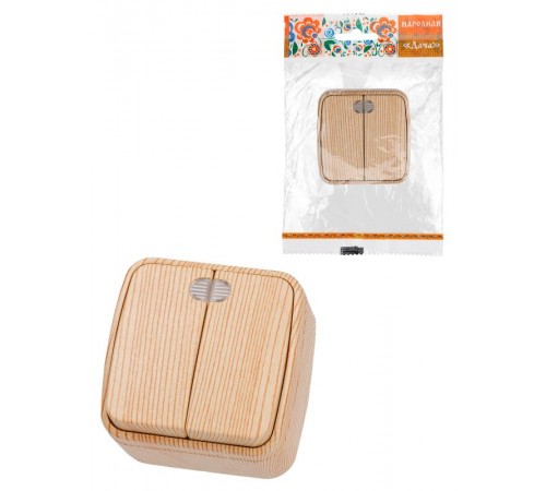 Выключатель 2-кл. открытой установки с подсветкой IP20 10А, сосна "Дача" Народная  SQ1824-0054  TDM