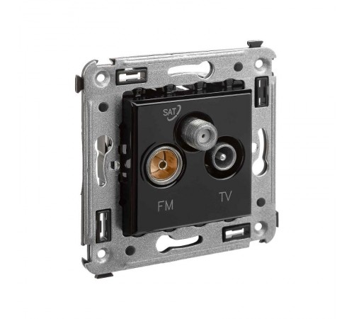 Розетка TV-FM-SAT в стену, "Avanti", "Черный квадрат"  4402533  DKC