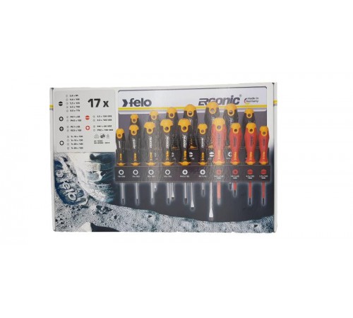 Набор отверток SL/PZ/PH/Tx Ergonic и отверток VDE на стальной стойке, 17 шт  40091743  Felo