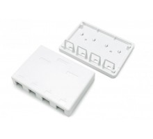 SBB3-4-WH Корпус настенной розетки для установки 4-х вставок типа Keystone Jack, белый  441130  Hyperline