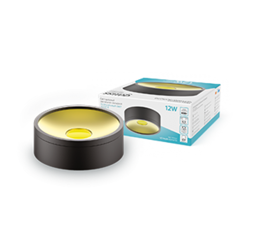 Светильник светодиодный накладной Overhead цилиндр 12W 770lm 4000K 170-240V IP20 140*50мм черный золото LED 1/30  HD040  Gauss