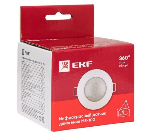 Датчик движения ИК встраиваемый 1200Вт 360гр. до 6м IP20 PROxima  dd-ms-100  EKF