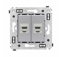 Компьютерная розетка RJ-45 без шторки в стену, кат.6А двойная экранированная, "Avanti", "Закаленная сталь"  4404774  DKC