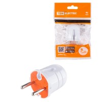 Вилка б/з белая с красной вставкой 10А 250В  SQ1806-0209  TDM