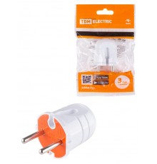 Вилка б/з белая с красной вставкой 10А 250В  SQ1806-0209  TDM