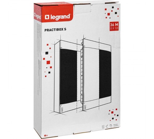 Practibox S Пластиковый щиток Встраиваемый 3X12 Дымчатая дверь  135553  Legrand