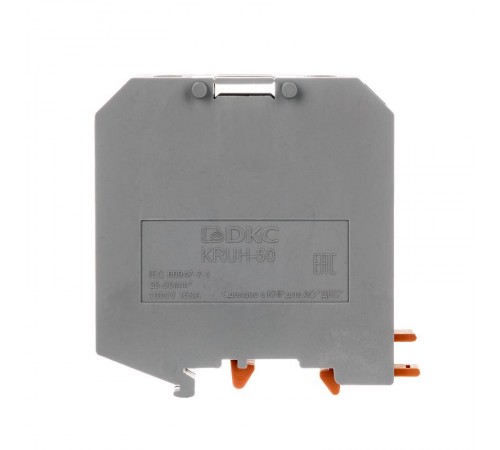 Клемма проходная, винтовой зажим, 2 точки подключения, 50 кв.мм, серая  KRUH-50  DKC