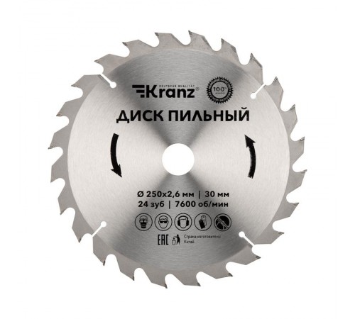Диск пильный 250 мм х 24 зуб х 30 мм  KR-92-0126  Kranz
