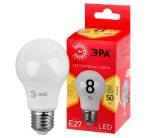 Лампа светодиодная LED A55-8W-827-E27 R ЭРА (диод, груша, 8Вт, тепл, E27) (10/100/2000)  Б0052659  ЭРА