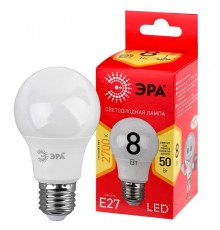Лампа светодиодная LED A55-8W-827-E27 R ЭРА (диод, груша, 8Вт, тепл, E27) (10/100/2000)  Б0052659  ЭРА