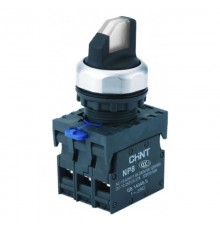 Переключатель с подсветкой NP8-20XD/331, 3 полож. самовозв. 45град, белый, AC110-230В, 2НО, IP65 (R)  667707  CHINT