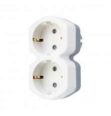 Двойник электрический 16 А с заземлением и защитными шторками, белый  11-1087  REXANT