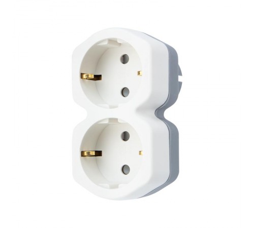 Двойник электрический 16 А с заземлением и защитными шторками, белый  11-1087  REXANT