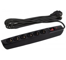 SFX-6es-4m-B Сет.фильтр (черный) с заземл, 10A, с выкл, 6гн, 4м (10/140)  Б0044026  ЭРА