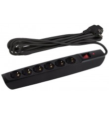 SFX-6es-4m-B Сет.фильтр (черный) с заземл, 10A, с выкл, 6гн, 4м (10/140)  Б0044026  ЭРА