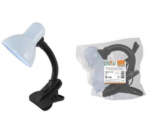 Светильник настольный прищепка 40Вт, E27, белый, (мягкая упак.) Народный  SQ0337-0125  TDM