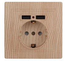 1-410-11 Intro Розетка+USB, IP20, СУ,Plano, сосна  Б0043252  Intro