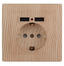 1-410-11 Intro Розетка+USB, IP20, СУ,Plano, сосна  Б0043252  Intro