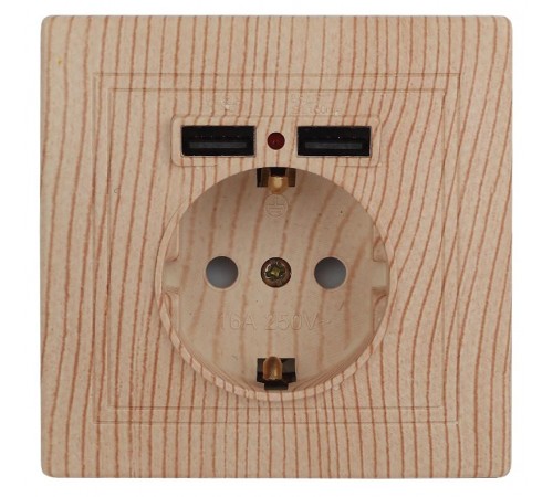 1-410-11 Intro Розетка+USB, IP20, СУ,Plano, сосна  Б0043252  Intro