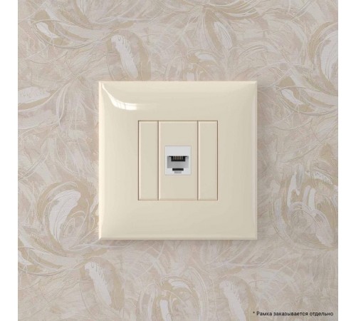 Телефонная розетка RJ-12 без шторки в стену одинарная, "Avanti", "Ванильная дымка"  4405613  DKC