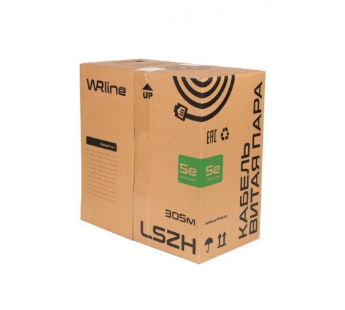 WR-UTP-4P-C5E-L-LSZH-GY Витая пара, неэкран., U/UTP, кат., 5e, 4 пары (0.48 мм), одножил., внут., LSZH, нг(A)-HF, серый, 305 м  505756  WRLine