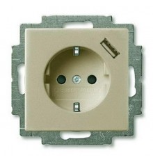 ABB Basic 55 Шампань Розетка Schuko 20 EUCBUSB-93-500, 16А, 700мА,с устр.заряд. USB  2011-0-6194   2CKA002011A6194  ABB