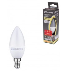 Лампа светодиодная С37-6 Вт-230 В-3000 К-E14 "-ДИММЕР"  SQ0340-0199  TDM