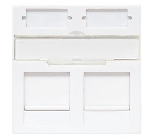 Вставка розеточная TERACOM PRO 45x45мм Mosaic на 2 модуля со шторками и маркерами белая  TRP-INS-MOS-2M2P-WH  EKF