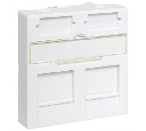 Вставка розеточная TERACOM PRO 45x45мм Mosaic на 2 модуля со шторками и маркерами белая  TRP-INS-MOS-2M2P-WH  EKF